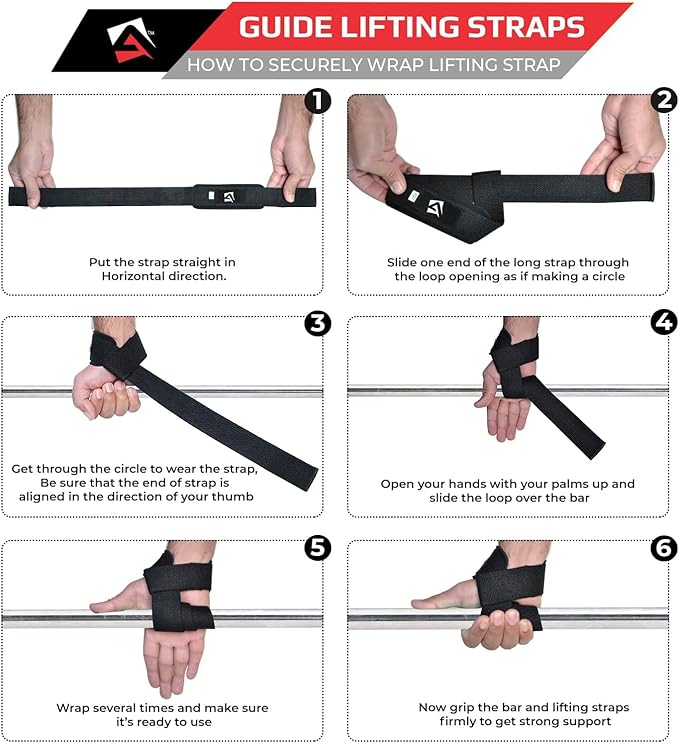 AQF Lifting Wrist Straps for Weightlifting, Powerlifting & Deadlifts – 23” Neoprene Padded Cotton Straps for Strength Training & Gym Workouts - Maximum Grip Support for Men & Women