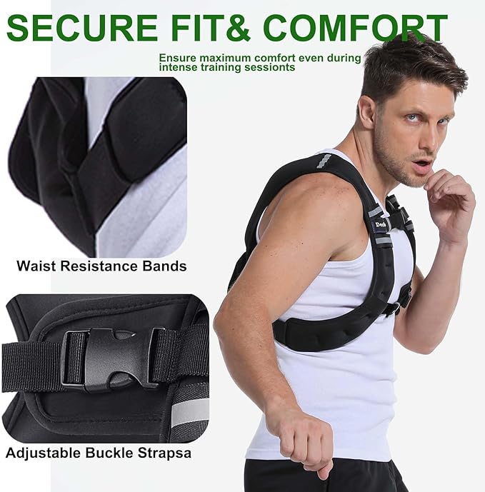 Adjustable Weighted Vest for Women and Men, DecRose 6-10lb/12-18lb Rucking Vest with 6 Ironsand Weights, Body Weight Vest for Home Workouts, Running, Walking and Strength Training