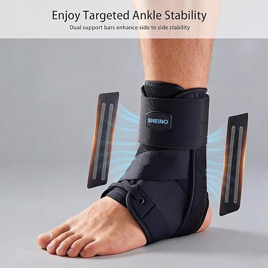 SNEINO Lace up Ankle Brace for Women & Men - Ankle Support Brace for Sprained Ankle, Ankle Stabilizer for Achilles,Tendon,Sprain,Injury Recovery, Sports, Running, Basketball, (X-Large)