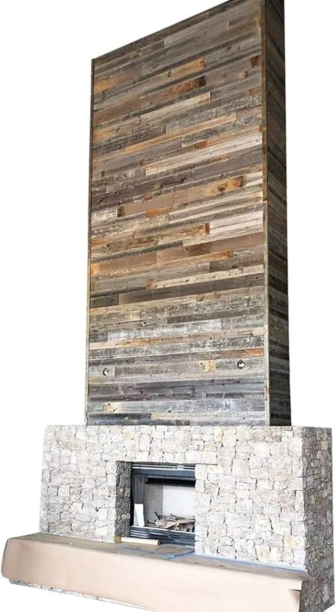 Rockin' Wood Real Wood Nail Up Application Rustic Reclaimed Naturally Weathered Barn Wood Accent Paneling Board Planks for Home Walls (8 Square feet)