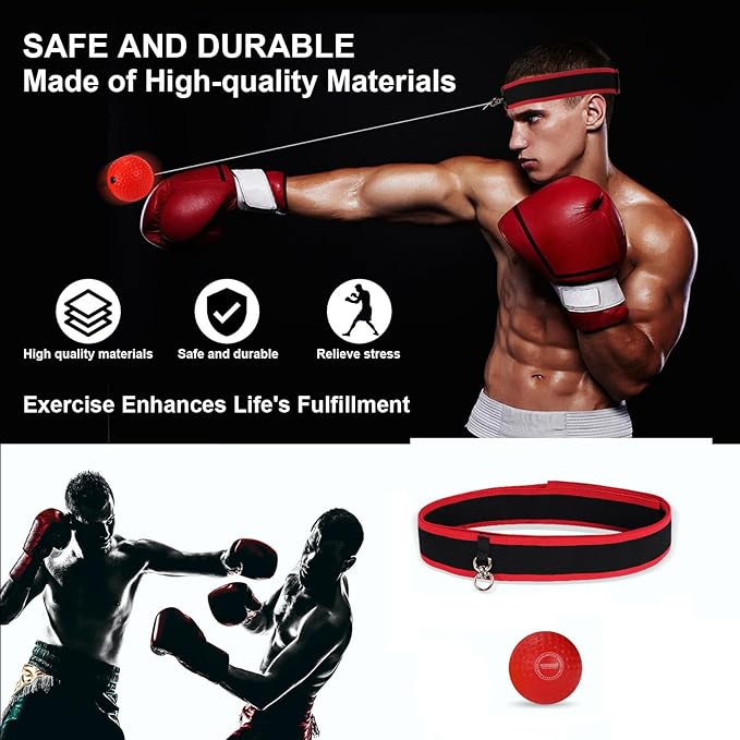 Dermasy Upgraded Boxing Reflex Ball, Boxing Training Ball with Headband Perfect for Reaction, Punching Speed, Fight Skill, Fitness, Newst Boxing Equipment