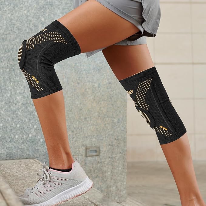JIUFENTIAN Copper Knee Braces for Arthritis Pain (2 pack)- Professional Knee Suppot with Side Stabilizers - Breathable Compression Sleeves for Pain Relief & Stability (Arthritis, Gym, Work)-X-Large