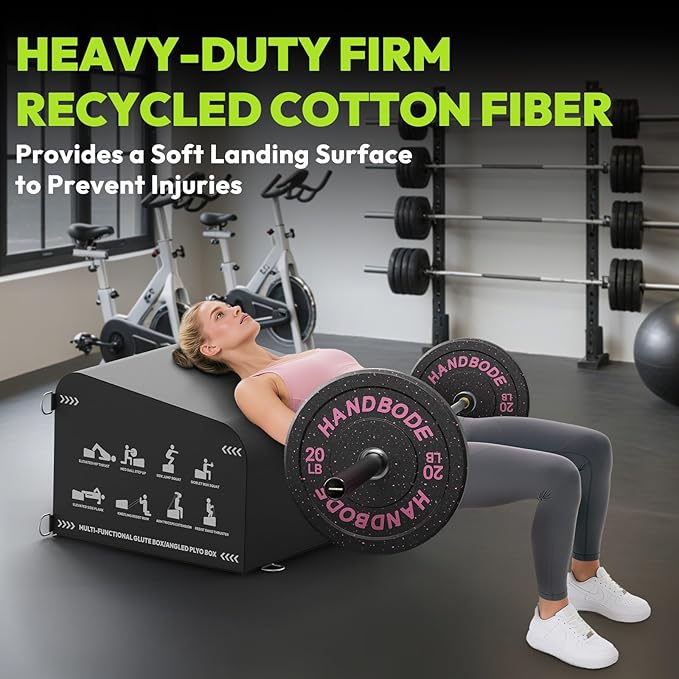 HANDBODE Hip Thrust Bench, Multi-Functional Slip-Free Hip Thrust Machine for Glute Bridge, Box Jump, Push-Ups, Squat, Ab Exercise, Suitable for Home & Gym