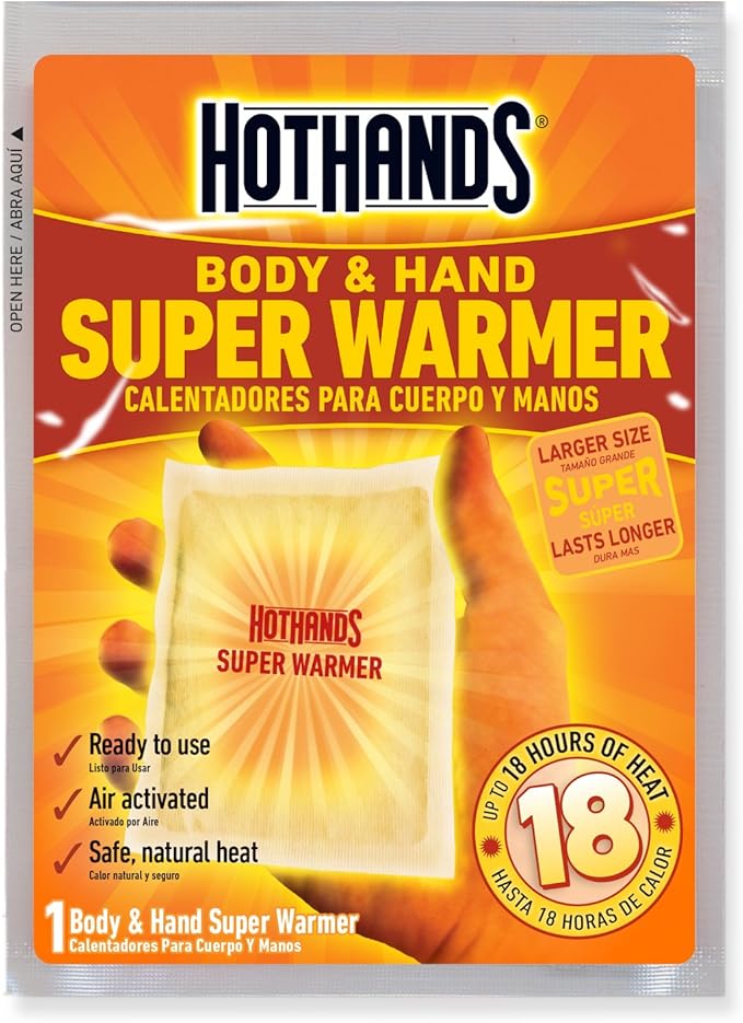 HotHands Body & Hand Super Warmers - Long Lasting Natural Odorless Air Activated Warmers - Up to 18 Hours of Heat - 3 Individual Warmers
