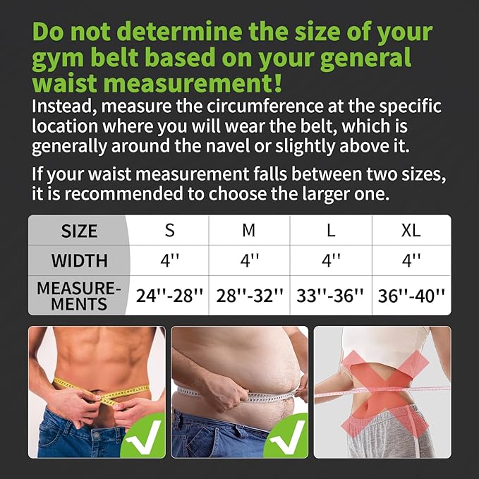 Durable Weight Lifting Belt, 4'' Wide Gym Belt for Bodybuilding, Powerlifting, Squats, Deadlift - Provides Lumbar Support & Stability for Men & Women