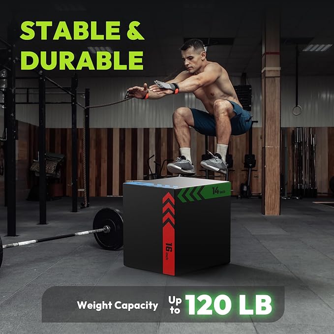 HANDBODE 3-in-1 Plyo Box – Plyometric Jump Box with Durable High-Density Foam Core and Non-Slip Surface for Box Jumps, Squats, and Home Gym Workouts