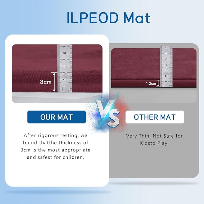 Baby Play Mat for Floor Nursery Muscle Area Rug Playroom Rug 47"x47" Memory Foam 1.3" Thick Crawling Mat for Babies,Toddlers, Infants,Kids(Burgundy)
