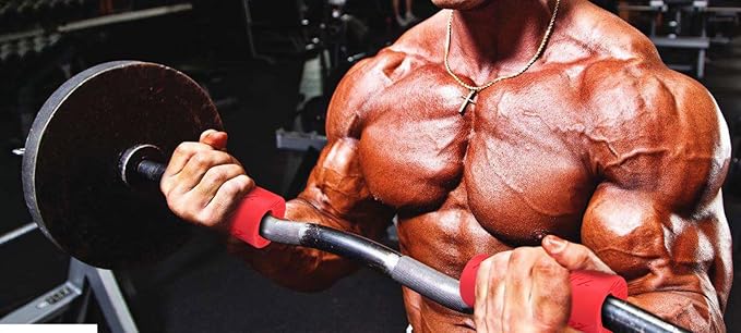 Mega Pumpz - Thick Dumbbell Grips (Set of 2) - Barbell Fat Grip Weight Lifting Gym Workout Equipment - Non Slip Rubber Lifting Grips for Bigger Biceps - Ergonomic Training Bodybuilding Thick Bar Grip Set