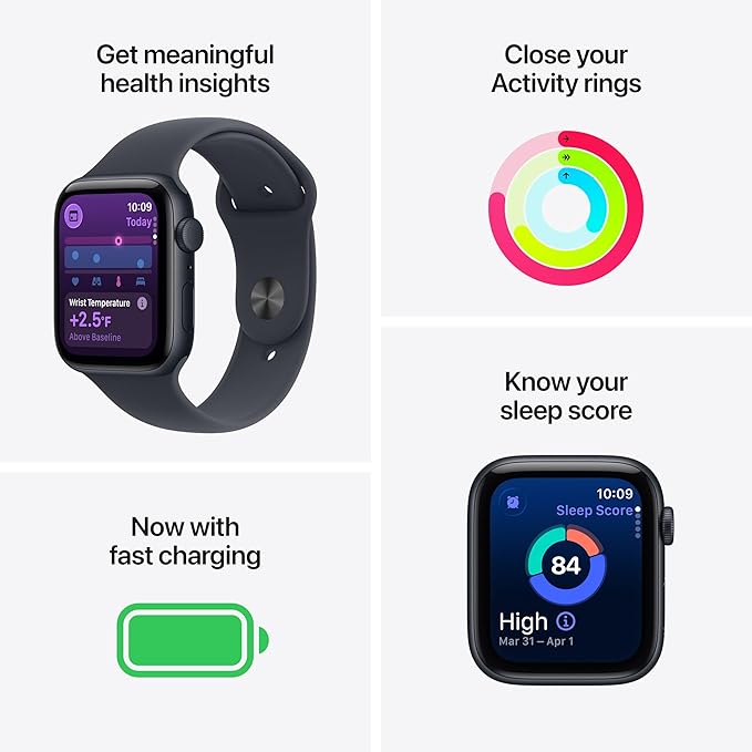 Apple Watch SE 3 [GPS 40mm] Smartwatch with Starlight Aluminium Case with Starlight Sport Band - S/M. Fitness and Sleep Trackers, Heart Rate Monitor with AppleCare+ (2 Years)