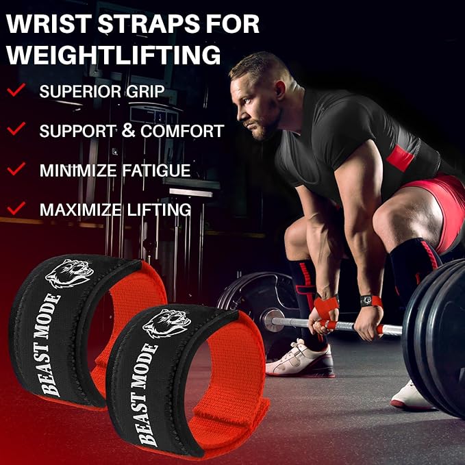 TECEUM Lifting Straps for Weightlifting Gym Strength Training - Wrist Straps with Neoprene Padded Cotton - Men & Women – Ideal for Powerlifting, Bodybuilding & Deadlifts
