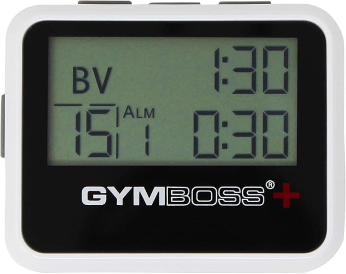 Gymboss Plus Interval Timer and Stopwatch and Gymboss Watchstrap - Bundle (White/Gray)