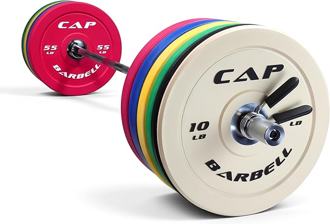 CAP Barbell Olympic Weight Set with 7ft Barbell & Bumper Plates | 160-370 lbs | Multiple Options