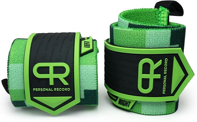 PR Personal Record Heavy Duty Premium Wrist Wraps, More Elasticity, Reinforced Stitching, Extra Wide Strap, Strong Thumb Loop, Larry Wheels Weightlifting Wraps