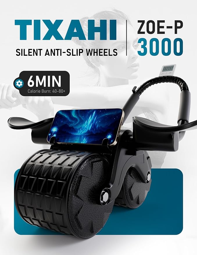 2026 Upgraded Automatic Rebound Ab Roller with Elbow Support, Dual Wide Wheel Ab Workout Equipment for Core Strength Training, Silent Ab Wheel for Beginners Men Women Home Gym Fitness