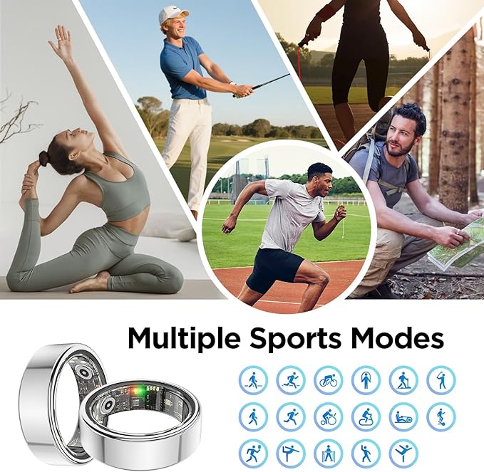 BENIO Gen 2 Smart Ring for Women & Men, Heart Rate,Fitness Tracker with Sleep，Step/Sleep/Blood Oxygen/Heart Rate Tracker, 5ATM Waterproof for iOS and Android,No Subscription