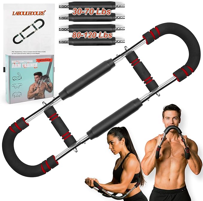 Twister Arm Trainer 4 Adjustable Springs (30-110lbs), Strength Training Equipment, Chest and Arm Trainer for Men & Women, Chest Expander, Portable Gym Equipment & Carry Bag, at Home Workout Exercise