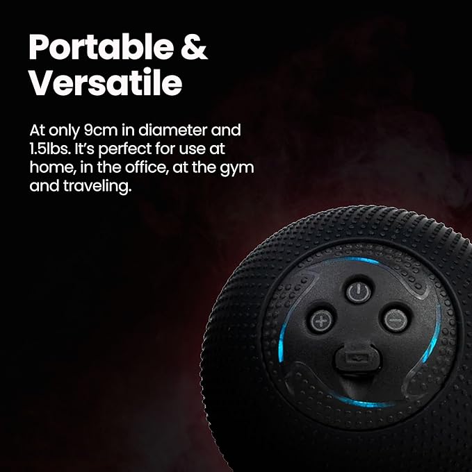 MyoStorm Heating Vibrating Massage Ball Roller for Deep Tissue Muscle Recovery Therapy and Pain Relief w/Heat + 4 Speed Vibration