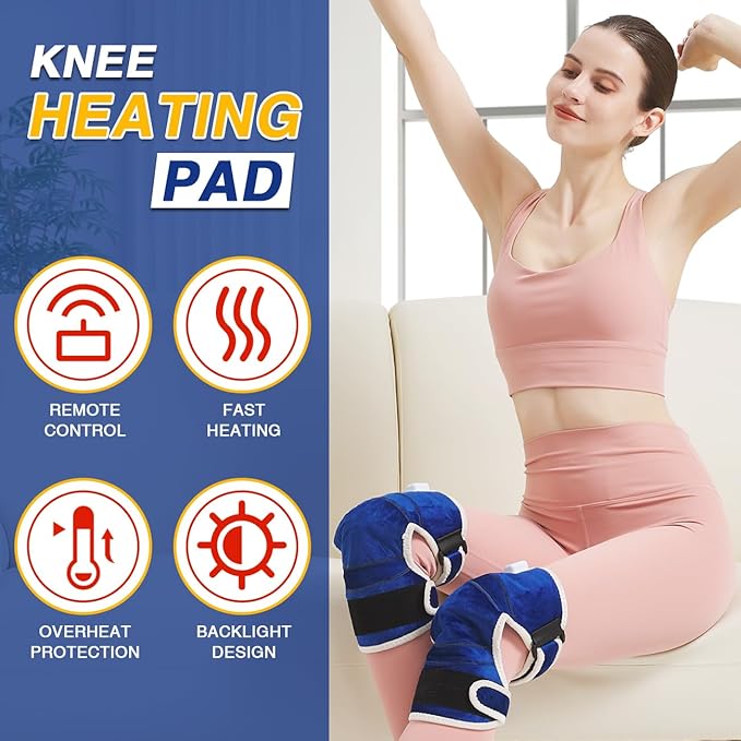 AOKESTE Knee Heating Pad for Pain Relief,Heating Pad for Knee for Aching,Heated Brace for Joint Pain, Soreness Swelling,Auto Shut Off,86℉~158℉ Adjustable Temp