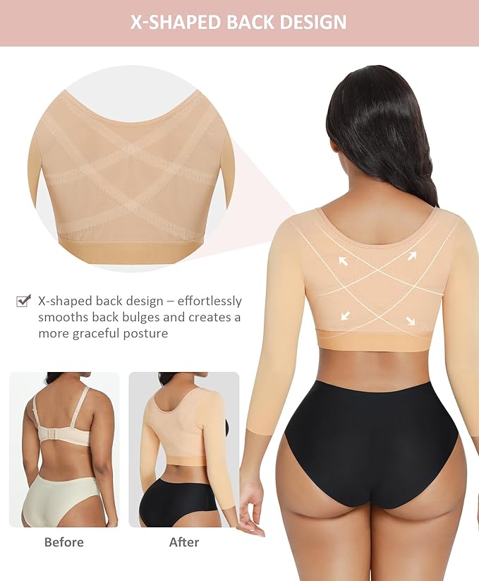FeelinGirl Upper Arm Shaper for Women Faja Post Surgery Slimming Compression Sleeves Arm Lipo Compression Garments