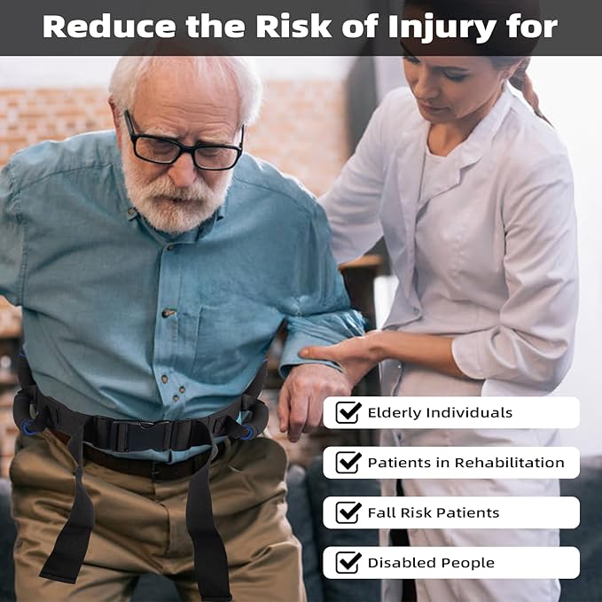 Gait Belt Transfer Belt with 7 Handles, Quick Release Buckle Lifting Belt for Seniors Medical Nursing Safety Assist for Elderly, Disabled, Bariatric, Physical Therapy