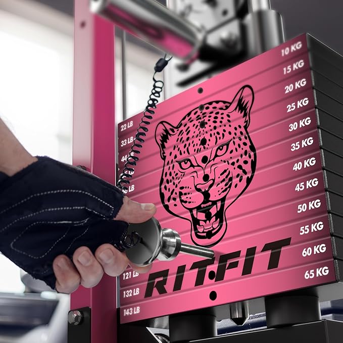 RitFit M1 Pro Smith Machine Package, All-in-One Power Cage with Weight Stack Set, Includes LAT Pulldown & Cable Crossover System for Home Gym