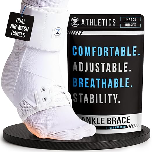 Z ATHLETICS Ankle Brace for Women & Men - Lace Up Adjustable Support with Side Stabilizers for Sprained Ankle, Achilles Tendonitis Relief | Basketball, Volleyball, Running & Sports Recovery