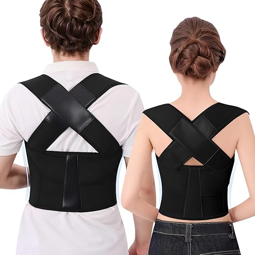 Posture Corrector for Women and Men Plus Size Full Back Support Brace Straightener Scoliosis Spine Upper Back Pain Relief Adjustable Shoulder Instant Posture Corrector with Hunchback (Black, XXX-Large)