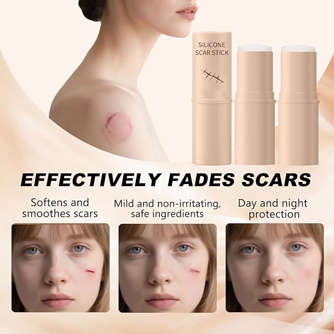 2PCS Scar Solutions Silicone Scar Stick, Silicone Scar Stick, Contains 60% Silicone, Easy-to-Use Stick Design, Manual Massage Applicator for Face and Body, Suitable for All Skin Types