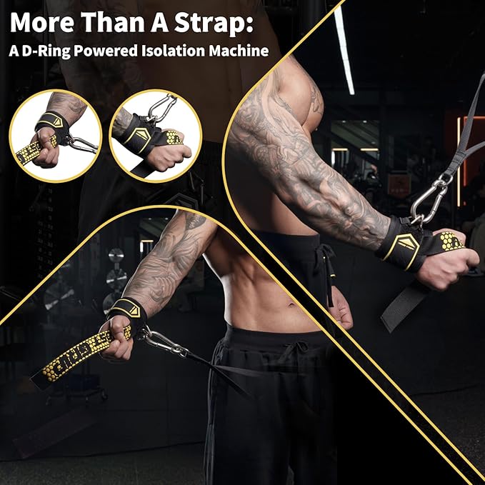 Drip Glue Non-Slip Wrist Straps for Weightlifting, 2-in-1 Lifting Straps with D Rings for Cable Machine Workout, 10mm Neoprene Padded Wrist Wraps for Weight Lifting Deadlift