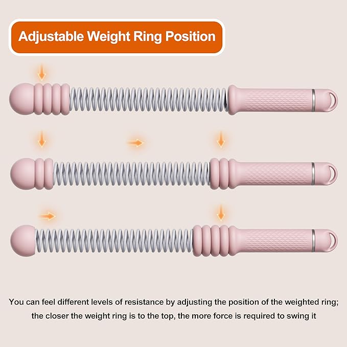 Adjustable Ropeless Battle Ropes, Portable Cordless Battle Ropes for Home Gym, Workout Equipment Exercise Rope for Low-Impact Workout, Strength & HIIT, for Men & Women (Pink)