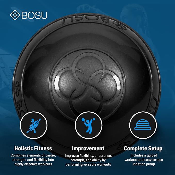 BOSU 6.5 Inch Balance Pods, Stability and Balance Exercise Workout Equipment for Home Gym, Core Training, Physical Therapy and Fitness, 2 Pack, Black