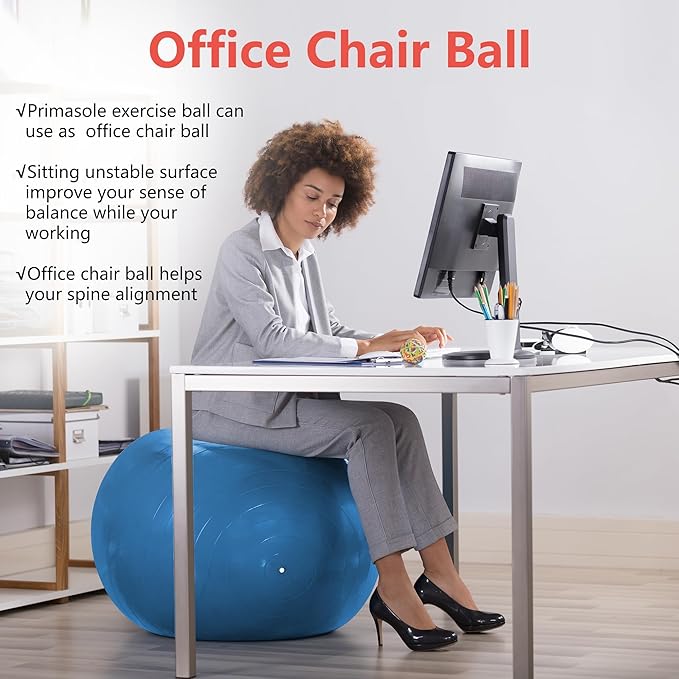 Primasole Exercise Ball-Yoga Ball for alance Stability Fitness Workout Yoga Pilates