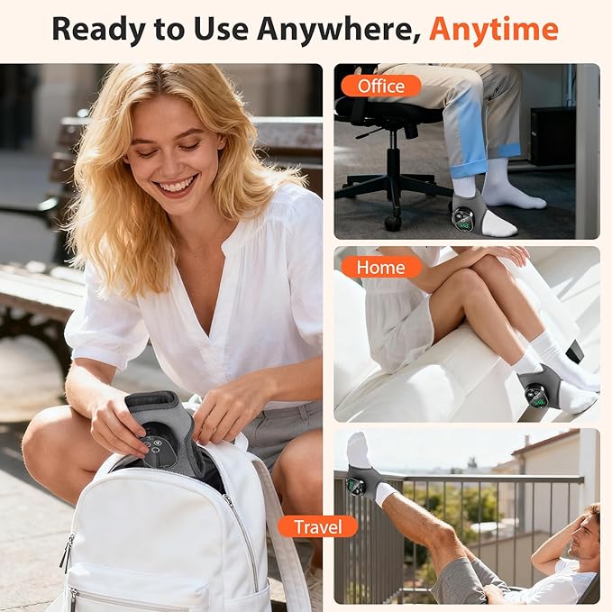 Ankle Heating Pad Cordless, Ankle and Foot Massager for Neuropathy, Heated Ankle Wrap with 4 Heats and 2 Vibrations, 3 Timers, Gifts for Women Men (Grey)