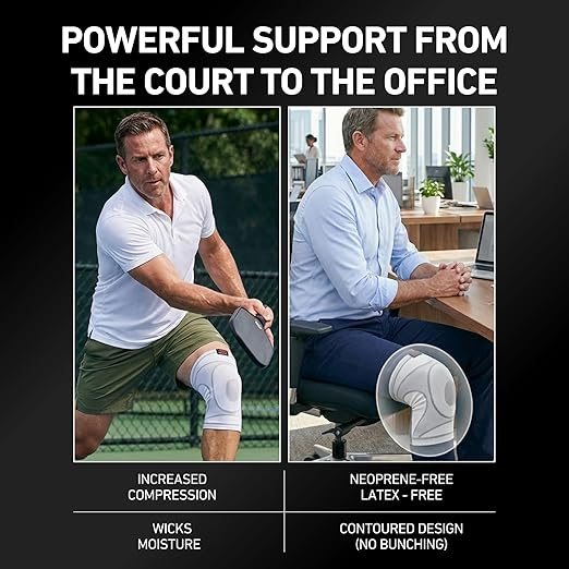 McDavid 4-Way Elastic Knee Sleeve, Compression Knee Support for Pain Relief, Soreness, All-Day Daily Activity White/Grey M