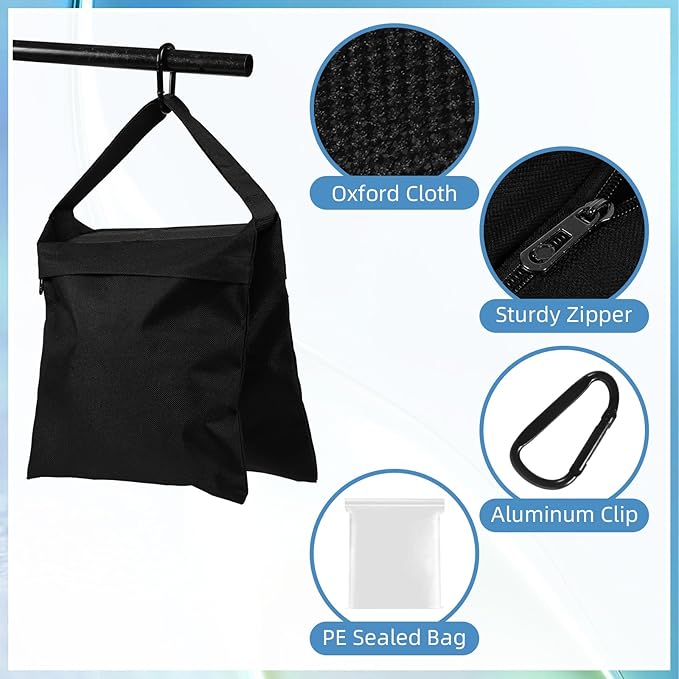 12 Pack Sandbags Weight Bags for Photography Equipments, Photography Sand Weight Bags, Heavy Duty Sandbags for Backdrop Stand, Outdoor Canopy, Photo Tripod,Pop up Tent, Umbrella Base (Black)