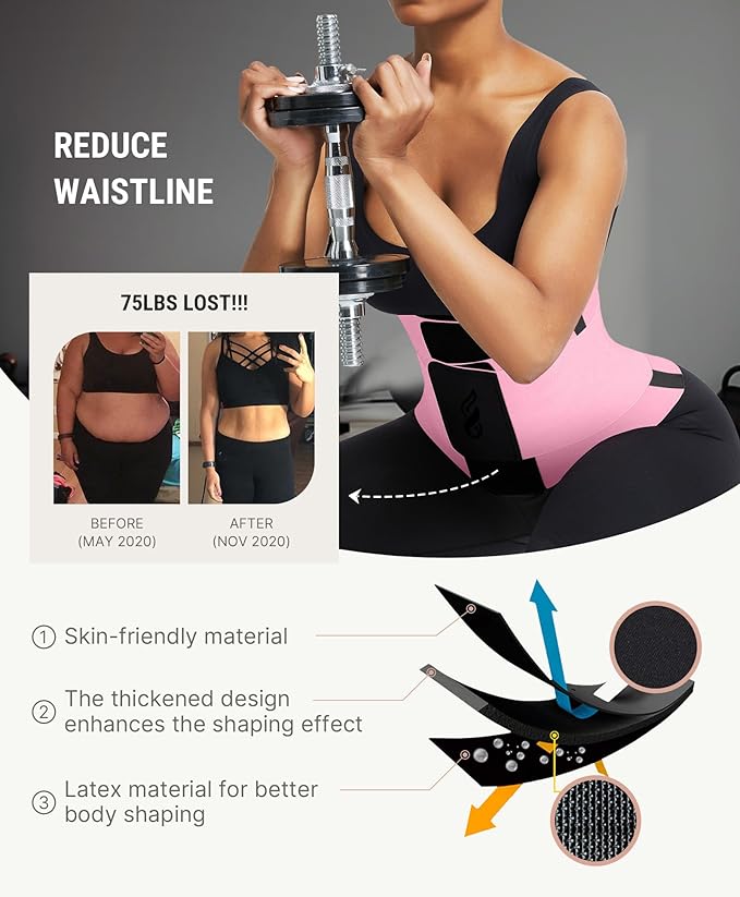 FeelinGirl Waist Trainer Belt Waist Cincher Trimmer Ab Belt Tummy Control Body Shaper with Triple Wrap Women and Men