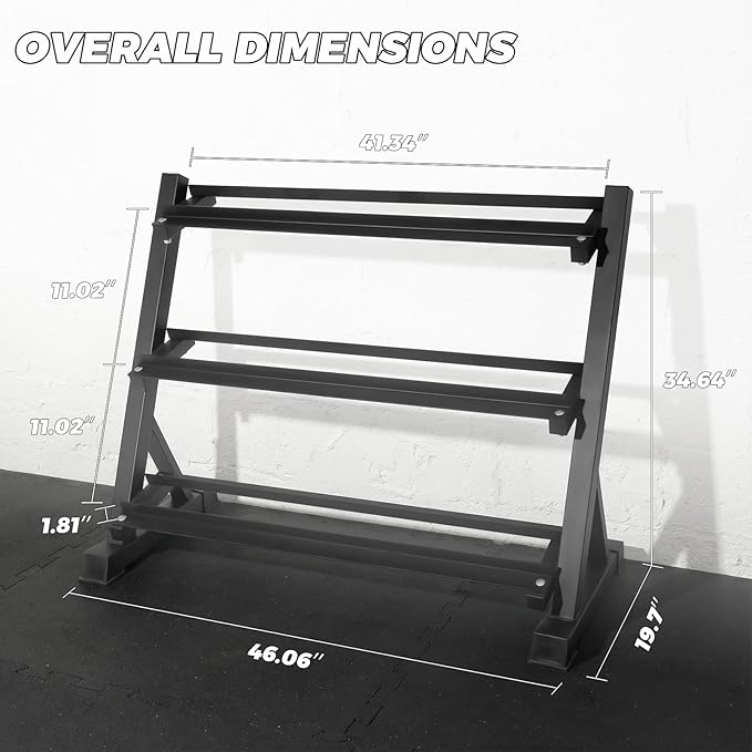 RITFIT 300/350/650LBS Rubber Coated Hex Dumbbell Set with Rack and Multi-Position Weight Bench, 1300LB Capacity for Full Body Workout