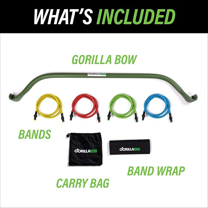 Gorilla Bow Original Portable Home Gym Resistance Bands and Bar System for Travel, Fitness, Weightlifting and Exercise Kit, Full Body Workout Equipment Set