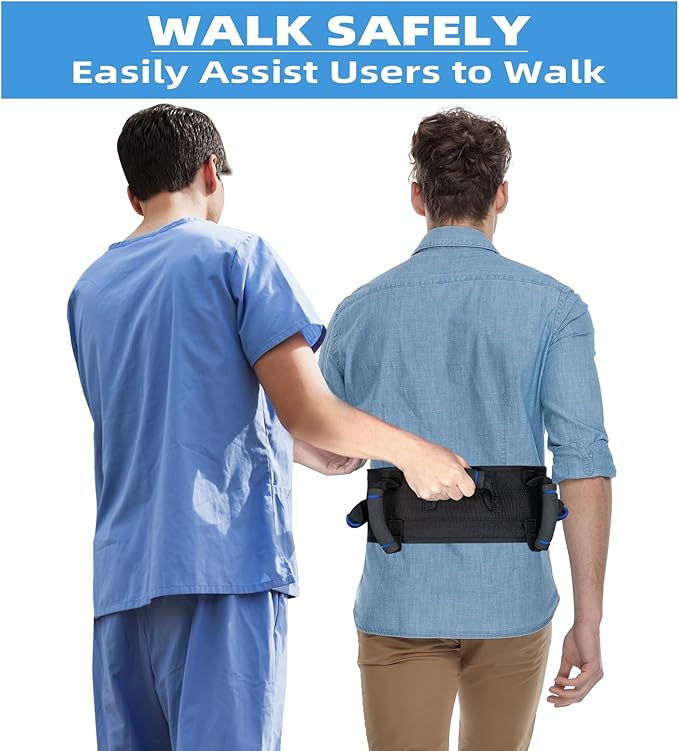 Gait Belt Transfer Belt for Seniors, Gate Belt for Elderly Lift Belts for Physical Therapy with Quick Release Anti-Slip Function Standing Aids & Support for Elderly Handicap Patient Care (5 Handles)
