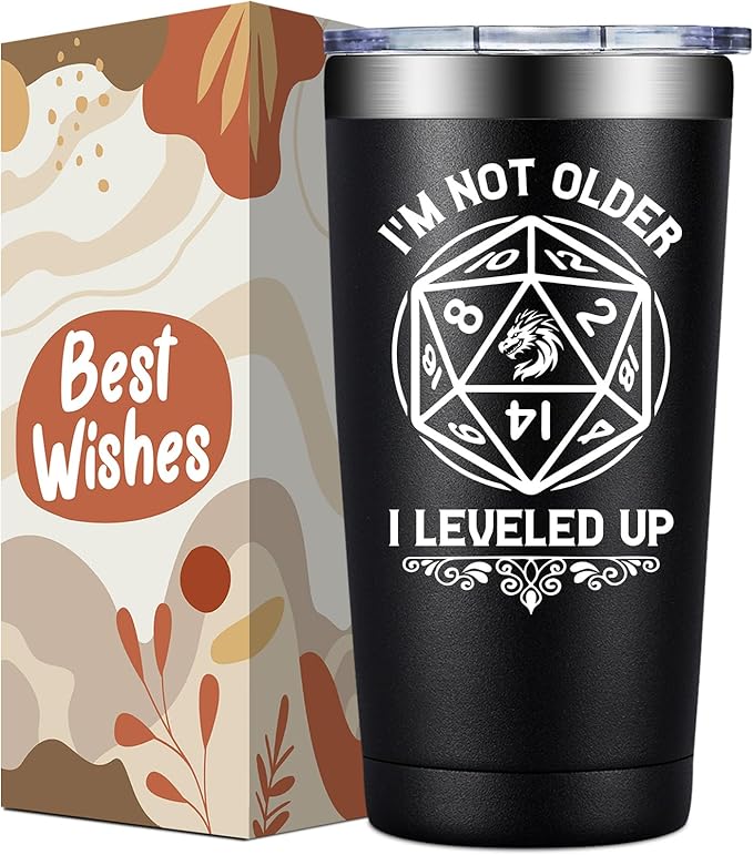 Dungeons Dragons Gifts for Men, Women - DND, D&D, DM Lovers Gifts - Dungeon Master Gift - I'm Not Older I Leveled Up Tumbler Cup 20 oz