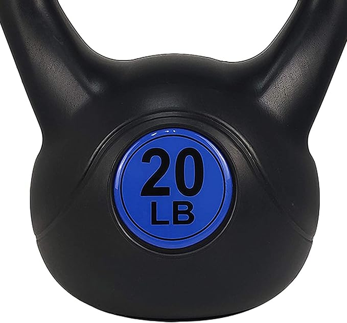 BalanceFrom Vinyl Kettlebell Set, 30/45/50/75 Pound Options – Cement-Filled Strength Training Weights with Ergonomic Grip and Color Coding for Full Body Fitness at Home or Gym