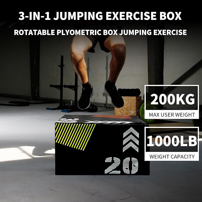 Hipicute Plyometric Jump Box, 3 in 1 Soft Plyo Box Plyo Jumping Exercise Box for Home Gym
