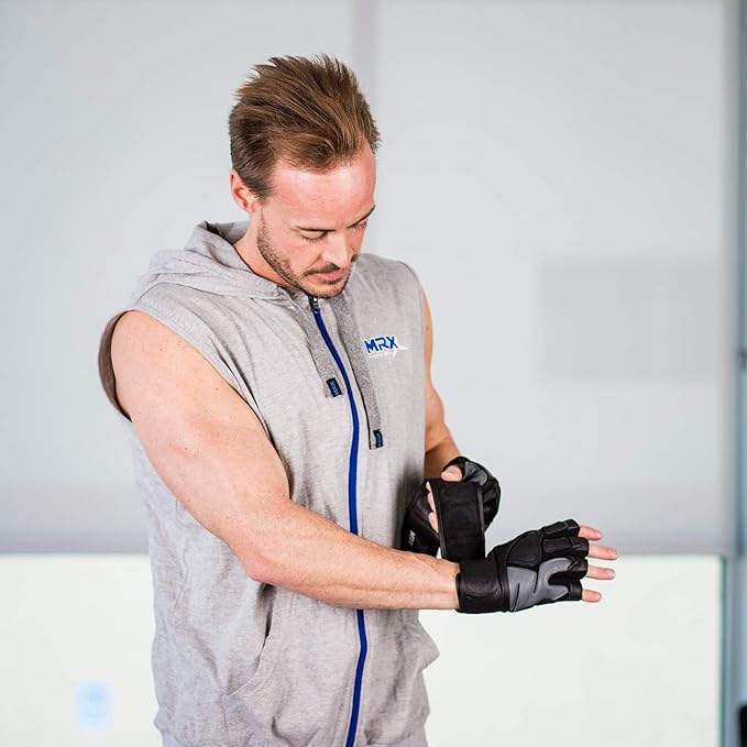 MRX Weight Lifting Pro Level Gloves with 18 Inches Long Wrist Strap Gym Workout Exercise & Fitness in