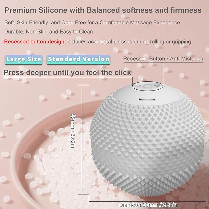 Vibrating Massage Ball with Heat, Deep Tissue Trigger Point Massage Ball for Back, Hip and Muscle Recovery, Myofascial Release Mobility Ball with 7 Modes and Memory (Grey)
