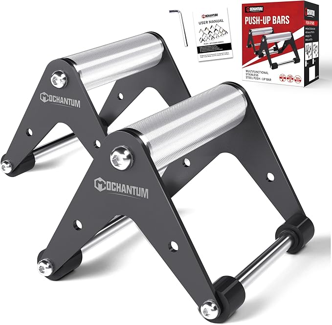 Push Up Bar - Heavy-Duty Stainless Steel Pushup Stands with Non-Slip Base, 500LB Capacity, Portable Home Gym Equipment for Strength Training & Floor Workouts
