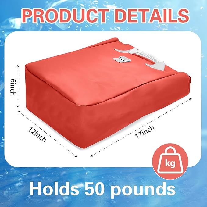 Simgoing 4 Pcs Vinyl Sand Bags for Bounce House, Bounce House Accessories Sandbag for Support & Anchor Inflatables Tents Water Slides Canopies Commercial, Holds up to 50 Lbs (Red)