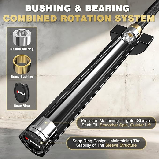 7FT Olympic Barbell for Home Gym Strength Training, 45 Lbs 2-inch Weight Bar with 28mm Grip, 1000 Lbs Capacity 190K PSI Alloy Steel