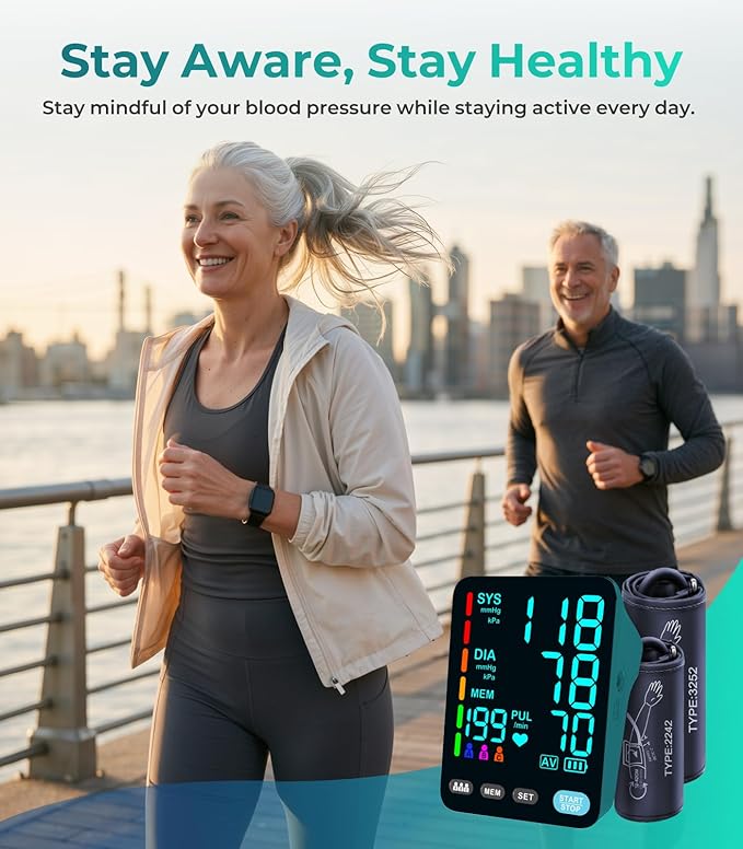 Blood Pressure Monitor, Automatic Upper Arm Blood Pressure Monitors for Home Use, 2 Blood Pressure Machine Cuff(9-17in & 13-21in) with Large LED Backlit Display, 3x199 Reading Memory Users Green