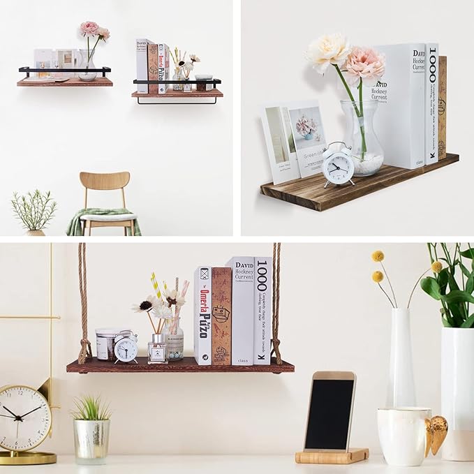 Multifunction Unfinished Wood, Wood for Crafts, Signs, Wall Decorations, Storage Shelves, 16.5" x 5.9" x 0.59", Set of 3, Carbonized Black, Blank Wood Signs for Front Door