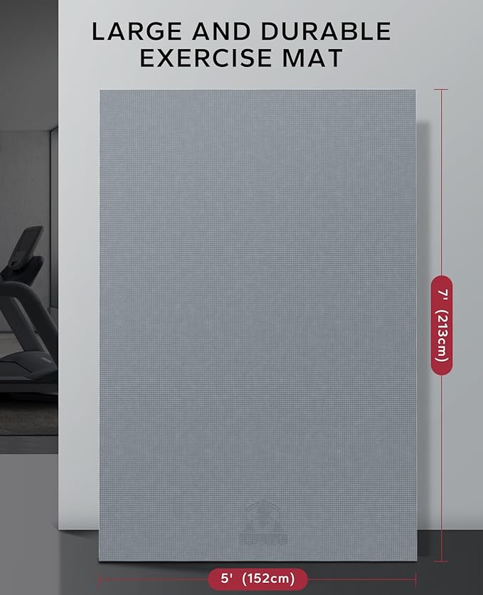 HAPBEAR Large Exercise Mat-7'x5'/6'x8'/6'x9'/6'x10'/6'x12'x8mm(1/3"),Non-Slip, Ultra Durable, Thick Workout Mat for Home Gym Flooring Cardio, Yoga for Fitness, High-Density, Shoes-Friendly